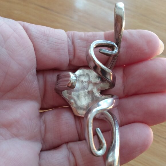 Large Vintage Fork Ring Silver Tone Twisted Avant Garde Design Thick Men Jewelry - Picture 14 of 16